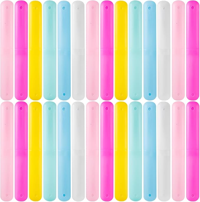 48 PCS Toothbrush Case Set,Travel Toothbrush Case,Plastic Portable Toothbrush Holder,Dust-proof Toothbrush Box Storage,Toothbrushes Carrier for Traveling,Bathroom,School,Home, Camping,6 Colors
