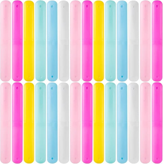 48 PCS Toothbrush Case Set,Travel Toothbrush Case,Plastic Portable Toothbrush Holder,Dust-proof Toothbrush Box Storage,Toothbrushes Carrier for Traveling,Bathroom,School,Home, Camping,6 Colors
