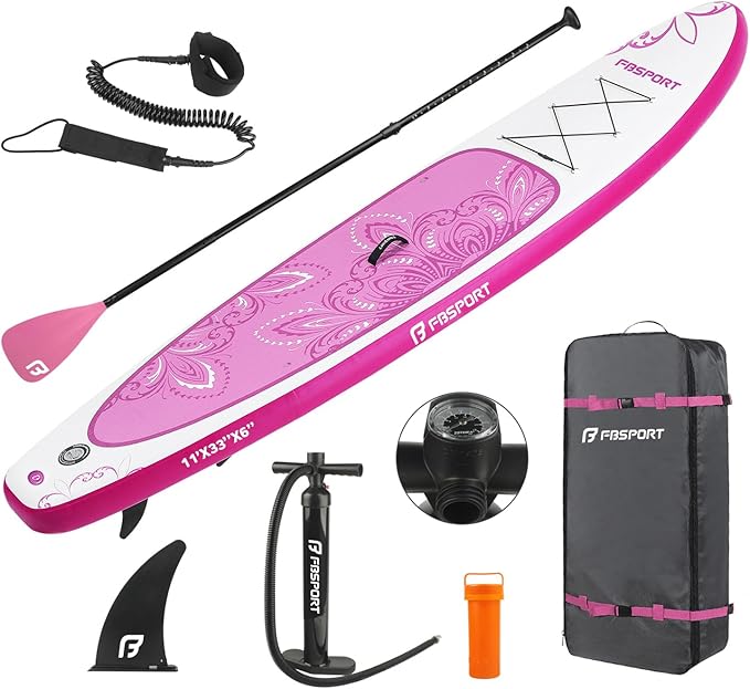 FBSPORT 11' Premium Stand Up Paddle Board, Yoga Board with Durable SUP Accessories & Carry Bag | Wide Stance, Surf Control, Non-Slip Deck, Leash, Paddle and Pump for Youth & Adult-StrideForce Fitness
