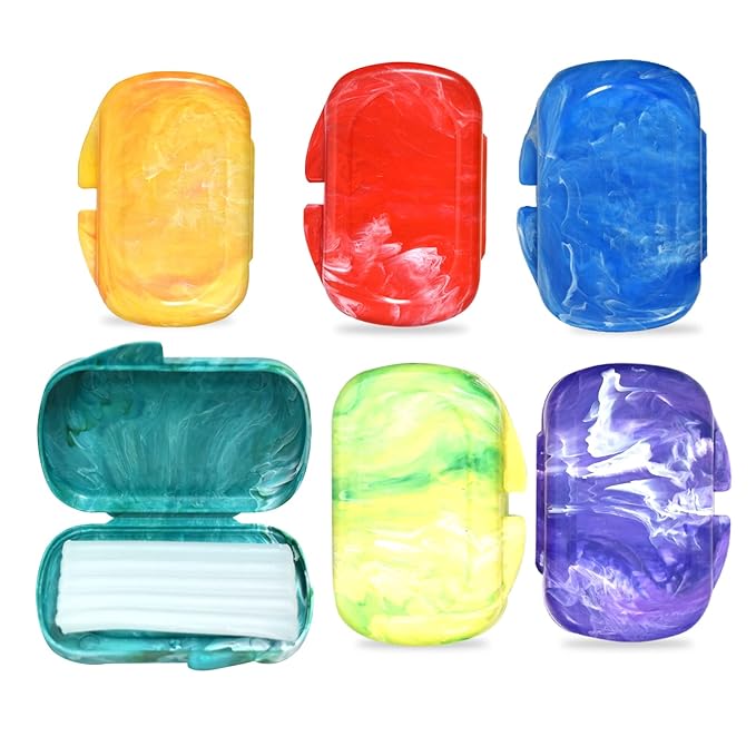 Orthodontic Dental Wax for Braces – Premium Braces Wax in Designer Marble Cases, Tooth Wax for Braces, Clear & Unscented, 6-Pack Assorted Colors