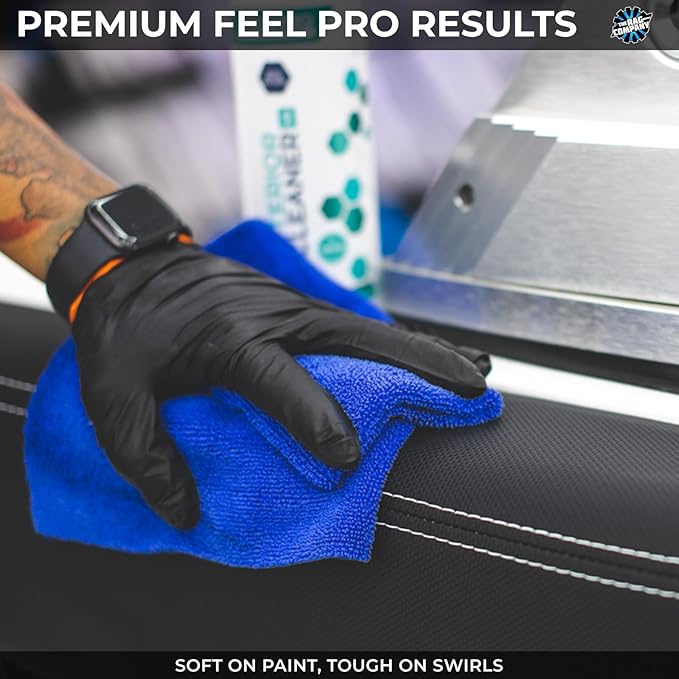 The Rag Company - Edgeless 365 Microfiber Towels (10-Pack) Premium 70/30 Blend, Professional Polishing, Wax Removal, Auto Detailing, 365gsm, 16in x 16n, Royal Blue-StrideForce Fitness