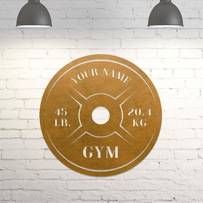 Personalized Home Gym LED Tin Metal Sign Multiple Sizes, Weight Lifting Exercise Workout Room Training Fitness Center Motivational Inspirational Quotes Decor Wall Art Hanging Accessories (10 w/o LED)-StrideForce Fitness