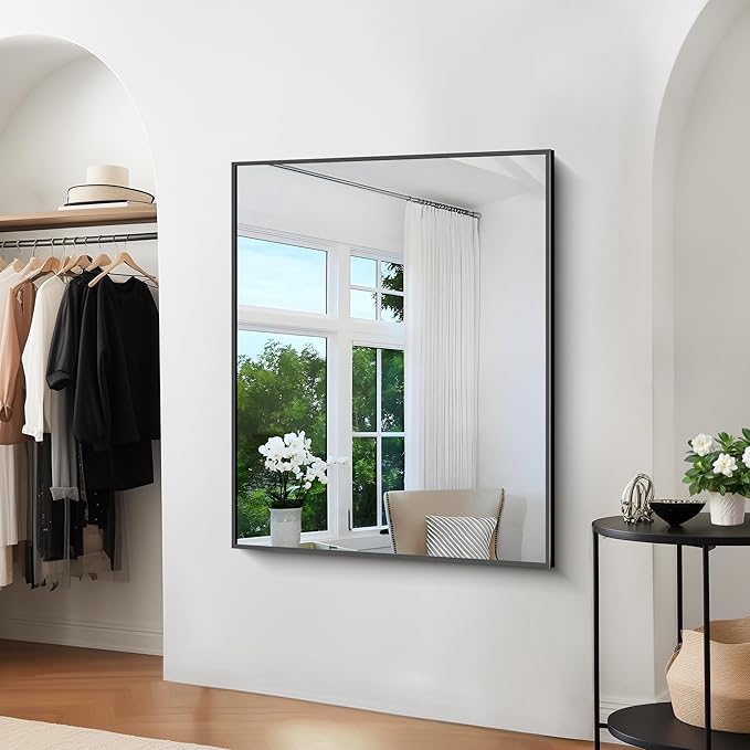 Bathroom Mirror,40x48 inch Bathroom Mirrors for Over Sink,Large Wall Mirror for Bathroom Wall Mounted Rectangle Mirrors,Black Vanity Mirror for Living Room,Bedroom Entryway,Horizontal/Vertical-StrideForce Fitness