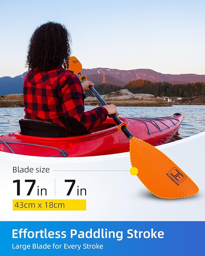 OCEANBROAD Kayak Paddle 86in/218cm, 90.5in/230cm Alloy Shaft 2-Piece Floatable Kayak Oar for Kayaking Canoeing Boating-StrideForce Fitness