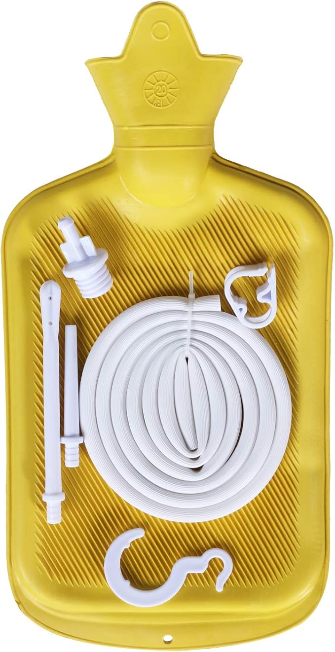 Abyclean Enema Bag Kit Rubber Anal Douche Vaginal Douche Enema Cleaner for Women’s or Man’s Health (Yellow, 2L)-StrideForce Fitness