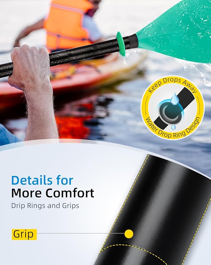 OCEANBROAD Kayak Paddle 86in/218cm, 90.5in/230cm Alloy Shaft 2-Piece Floatable Kayak Oar for Kayaking Canoeing Boating-StrideForce Fitness