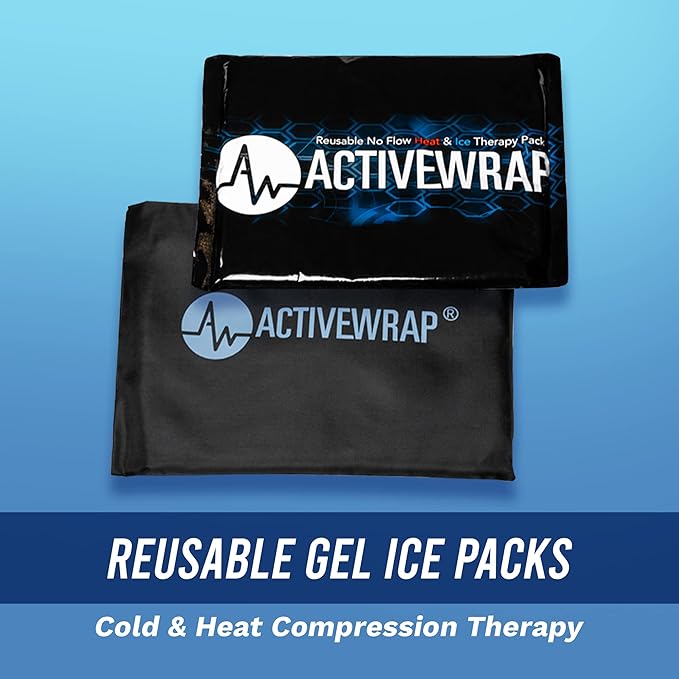 Ice Pack for Injuries Reusable, Hot Cold Packs for Pain Relief, First Aid & Injury Recovery. Individual Pack Cover Included for use in ActiveWrap Hip, Knee or Back Ice Wraps Lg, 10 x 10 inches-StrideForce Fitness