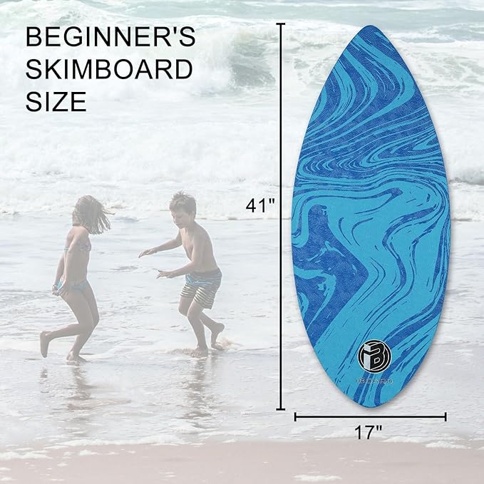 41” Skipper Skimboard with High Gloss Coat Wooden Skim Boards for Beginners, Teenagers and Adults Beach Skimboard 3 Color Traction Pad to Choose-StrideForce Fitness