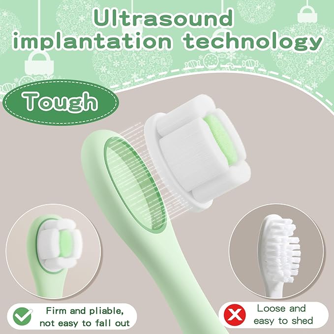 Kids Toothbrushes 2 Pack,Soft Bristle Toothbrushes for Baby 1-3 Years Old Cute Dinosaur Toothbrush for Toddlers Baby's First Training Toothbrush Anti-Strike Throat Not Easy to Shed Bristles