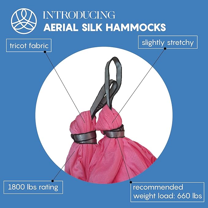 Aerial Silk Yoga Hammock & Swing for Home, Inversion Exercises, Starter Kit for All Levels - Durable with Extension Straps, Carabiners, and Pose Guide-StrideForce Fitness