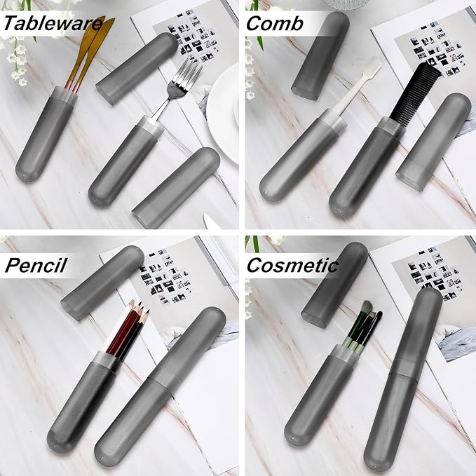 Sieral 90 Pack Travel Toothbrush Case Holder - Bulk Breathable Portable Toothbrush Storage Plastic Container for Home, Outdoor, Travel, Trip, Camping, 8 x 1.2 Inch (Gray)