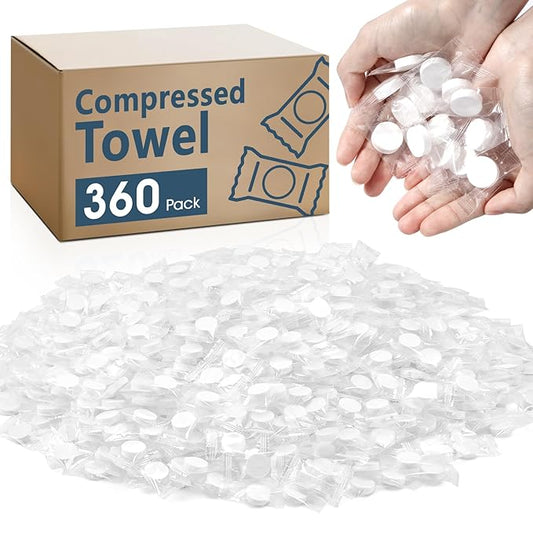360 PCS Compressed Towel, Mini Compressed Towel Tablets, Disposable Compressed Face Towels, Camping Towel, Portable Bulk Compressed Coin Tissues for Home, Travel, Outdoor Sports-StrideForce Fitness