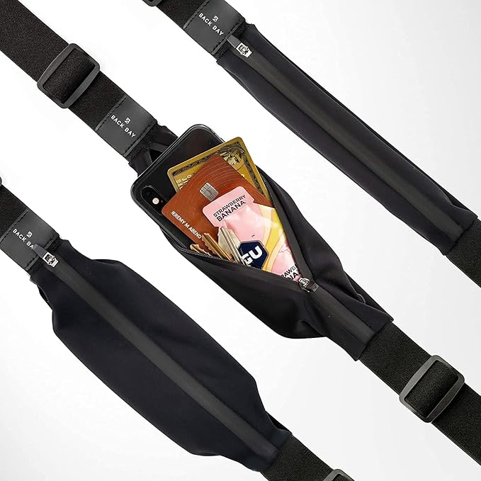 Back Bay Reflective Running Belt for Women & Men [Fits ALL Phones], Runners Fanny Pack, Money Belt, Reflective Running Gear, Waist Bag Workout Gear, iPhone Runner's Phone Holder Waist Pack-StrideForce Fitness