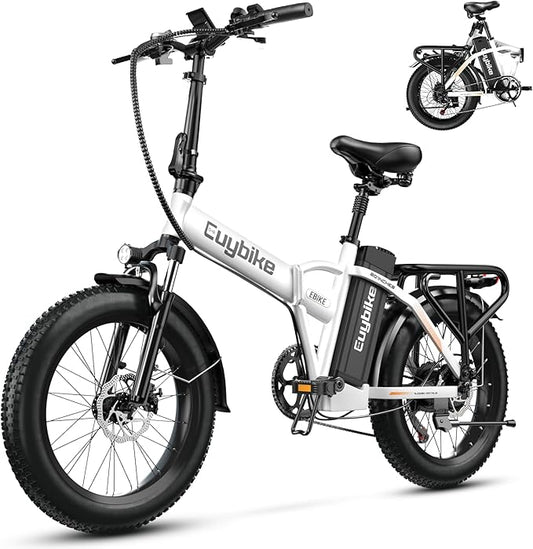 1000W Folding Electric Bike, 48V 20AH Large Removable Battery E Bike, 30+MPH, 80 Miles Max Range, 20" Fat Tire Electric Bike for Adults, Adult Electric Bicycles for Commute Beach Snow-StrideForce Fitness