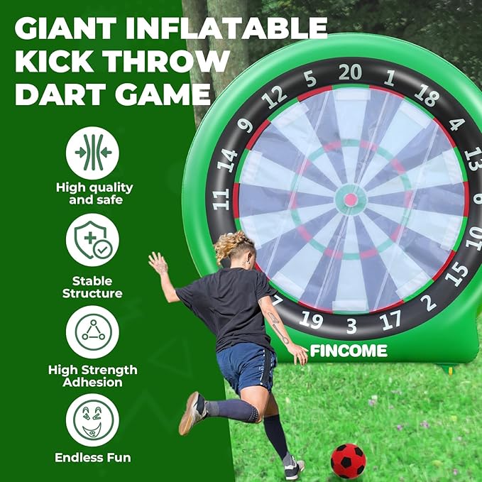 Inflatable 6ft Giant Dartboard, Golf Darts Kick Darts, Soccer & Throw Darts Game with Pump, 2 Kickball, 4 Throw Balls, 20 Golf Balls, Chipping Mat, Giant Dart Board Target Yard Games-StrideForce Fitness