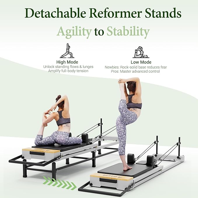 PAETA Pilates Reformer, 91" Foldable Reformer Pilates Machine with Adjustable Reformer Heights, Pilates Equipment with Piano Wire Spings and Jump Boards-StrideForce Fitness
