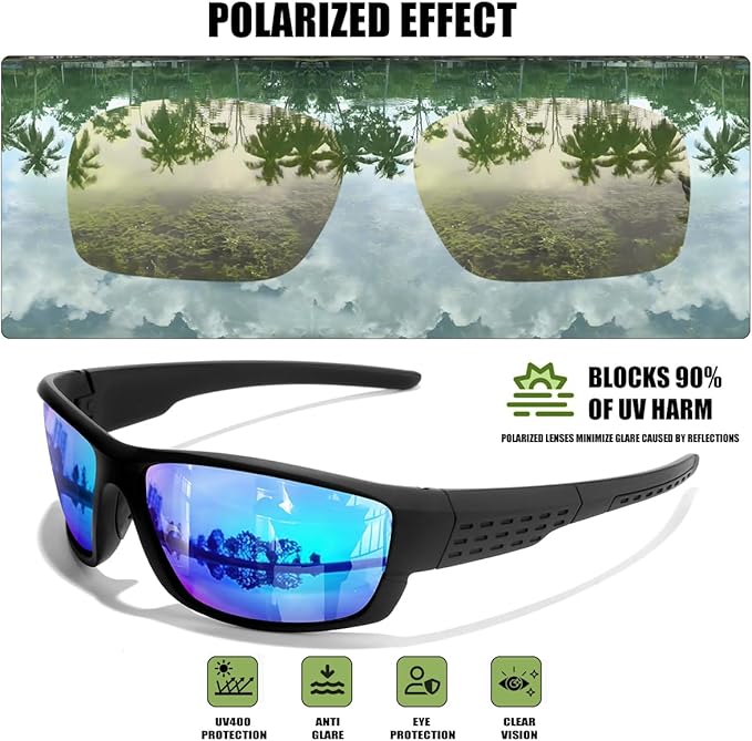 Polarized Sports Sunglasses Men UV400 Protection Lightweight Wrap Around Goggles for Cycling Fishing Driving Running-StrideForce Fitness