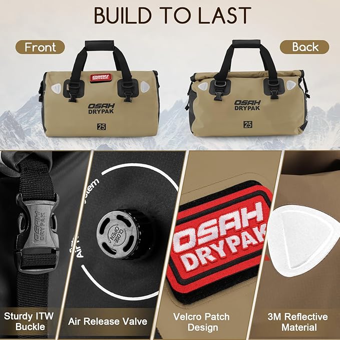 Waterproof Duffel Bag - Motorcycle Dry Bag Tail Bag with Large Storage Space, Waterproof Luggage Duffle Bags with Outer Mesh Zipper Pocket for Camping, Kayaking, Fishing & Traveling-StrideForce Fitness