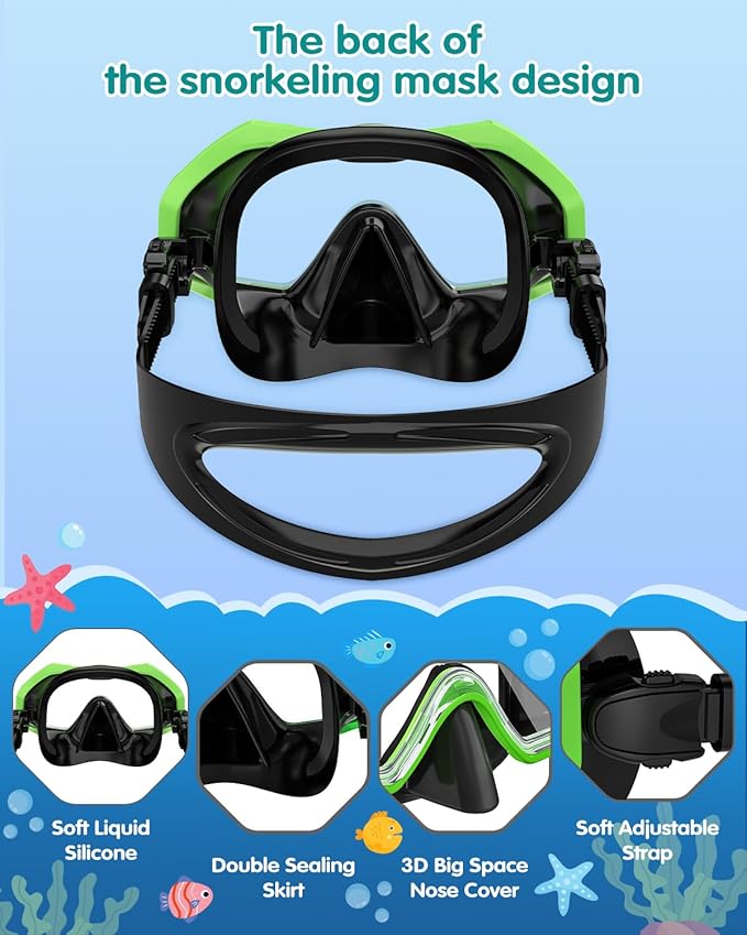 W WSTOO Kids Swim Goggles with Nose Cover,Snorkel Diving Swimming Mask for Youth 5-15,HD 3-Window Wide Vision Anti-Shattered Lens Anti-Fog&Leak-StrideForce Fitness