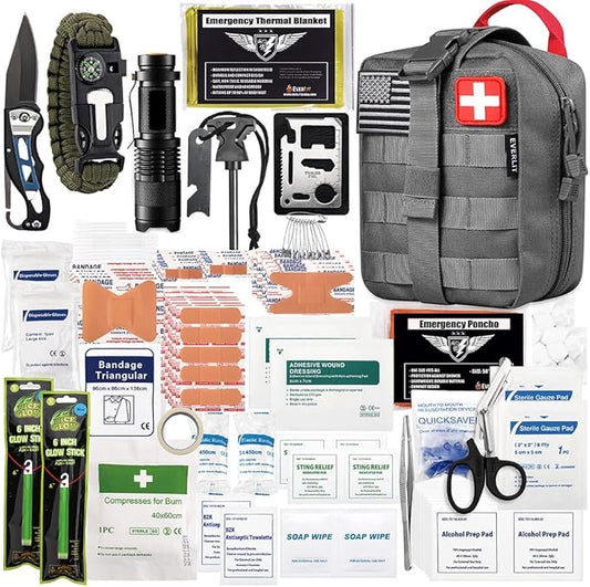 EVERLIT 250 Pieces Survival First Aid Kit IFAK EMT Molle Pouch Survival Kit Outdoor Gear Emergency Kits Trauma Bag for Camping Boat Hunting Hiking Home Car Earthquake and Adventures-StrideForce Fitness