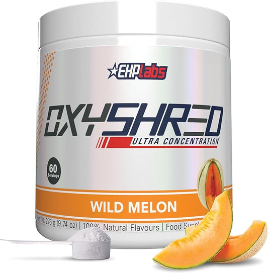 EHP Labs OxyShred Pre Workout Powder & Shredding Supplement - Preworkout Powder with L Glutamine & Acetyl L Carnitine, Energy Boost Drink - Wild Melon, 60 Servings-StrideForce Fitness