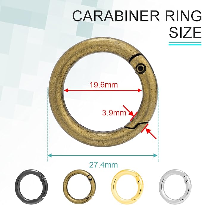 12 Pack Assorted Metal Round Carabiner Clip, 3/4 Inch Trigger Spring O Rings, Spring Snap Clip Hooks for Replacement Purse Strap Ring, Paracord Lanyard Clips, Keychain Rings Hardware DIY Crafts Making-StrideForce Fitness