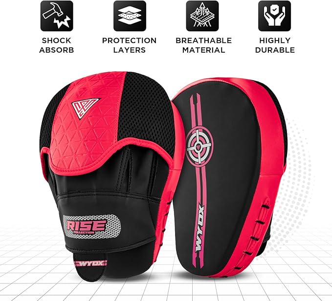 WYOX Curved Boxing Punch Mitts – Boxing Pads Training Set, Punching Mitts for Adults, Kickboxing Pads, Muay Thai Pads, Karate Pads, MMA Training Equipment, Martial Arts Focus Pads-StrideForce Fitness