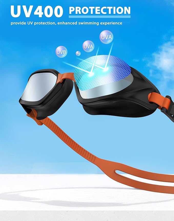 Swim Goggles, Unisex Adult Swimming Goggles Anti Fog Anti UV No Leakage Wide View for Men Women Youth-StrideForce Fitness