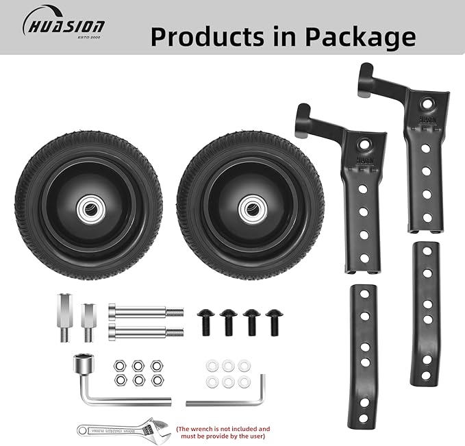 Adjustable Bicycle Training Wheels for Adults, Fit 24" to 28" Bikes, Steel Construction, Black, 1 Pair - Safe and Stable Learning Training Wheels-StrideForce Fitness