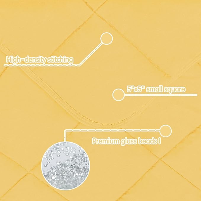 yescool Weighted Blanket (7 lbs, 41" x 60", Yellow) Cooling Heavy Blanket for Sleeping Perfect for 60-90 lbs, Breathable Blanket with Premium Glass Bead, Machine Washable-StrideForce Fitness