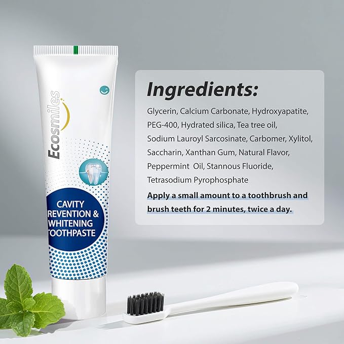 Hydroxyapatite Toothpaste for Adults – Fluoride Anticavity, Teeth Whitening, Enamel Repair & Remineralization, SLS Free, Xylitol for Cavity Protection, Tartar Remover, Fresh Mint 3.52 OZ