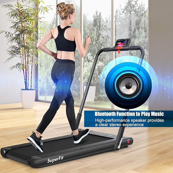 GYMAX Walking Pad, 2 in 1 Free Installation Under Desk Treadmill with Smart App, Remote Control & LED Display, 2.25HP Foldable Portable Compact Running Machine for Small Spaces Home Office-StrideForce Fitness