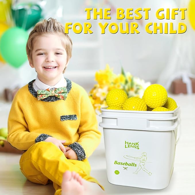 24 Pack Bucket of Dimpled Baseballs for Pitching Machine - Practice Balls for Hitting and Fielding, Rubber Baseballs for Hand-Eye Coordination-StrideForce Fitness