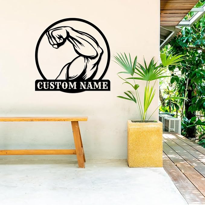 Personalized Metal Gym Sign, Custom Fitness Metal Wall Decor, Body Builder Lovers Gift, Gym Custom Unique Metal Wall Art, fitness room decor, home gym decor, gym wall art (Style-7)-StrideForce Fitness