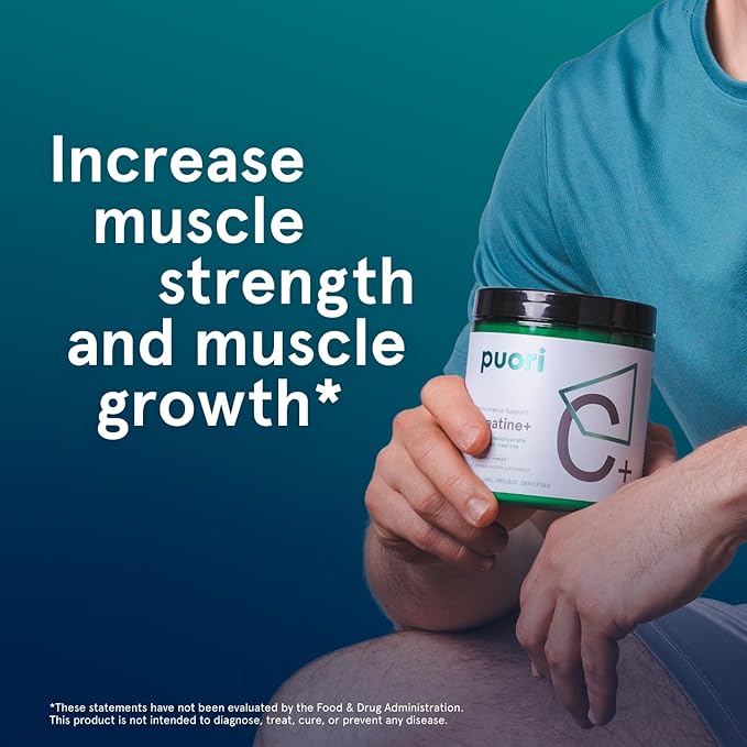 Puori Creatine Monohydrate Powder with Taurine - Unflavored Creatine Powder, Pre-Workout Supplement for Men & Women - Muscle Builder, Enhanced Workout Performance & Strength Building - 60 Servings-StrideForce Fitness