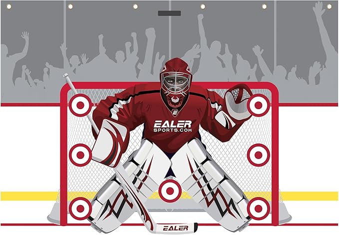 EALER Hockey Shooting Tarp 7x10 FT & 7/8x16 FT in 1 - Heavy Duty Goalie Target for Ice & Street Practice - Tear-Proof Built-in Shooter Tutor - Net Replacement for Garage Wall Protection-StrideForce Fitness