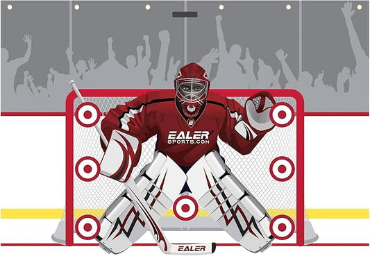 EALER Hockey Shooting Tarp 7x10 FT & 7/8x16 FT in 1 - Heavy Duty Goalie Target for Ice & Street Practice - Tear-Proof Built-in Shooter Tutor - Net Replacement for Garage Wall Protection-StrideForce Fitness