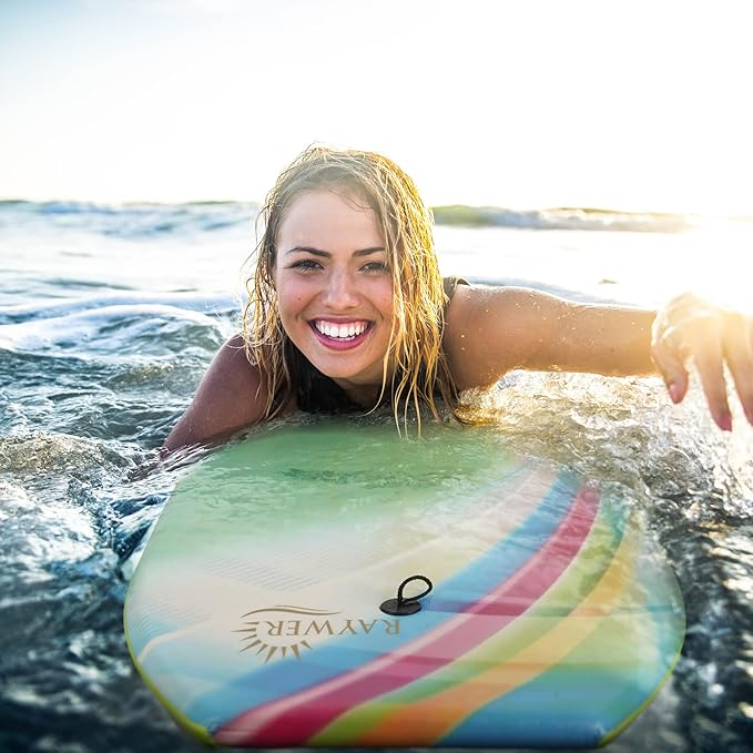 Body Board Lightweight with EPS Core, HDPE Slick Bottom, Leash & Adjustable Wrist Rope, Great Surfing for Kids and Adults-StrideForce Fitness