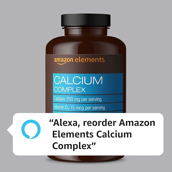 Amazon Elements Calcium Complex with Vitamin D, 250 mg Calcium (3 per Serving), Vegan, 195 Capsules (Packaging May Vary), Supports Strong Bones and Immune Health (Pack of 2)-StrideForce Fitness