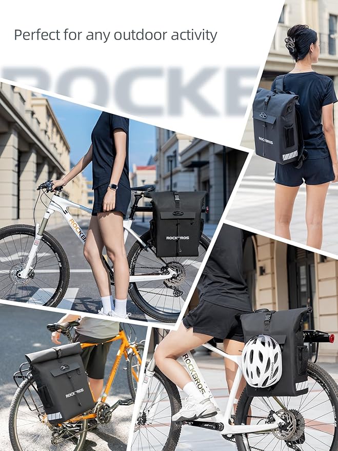 ROCKBROS Bike Pannier Bag Back Shelf Bag Bicycle Hanging Bag Waterproof Backpack Hand-held Backpack Rainproof Riding Equipment Mountain Road Bicycle-StrideForce Fitness