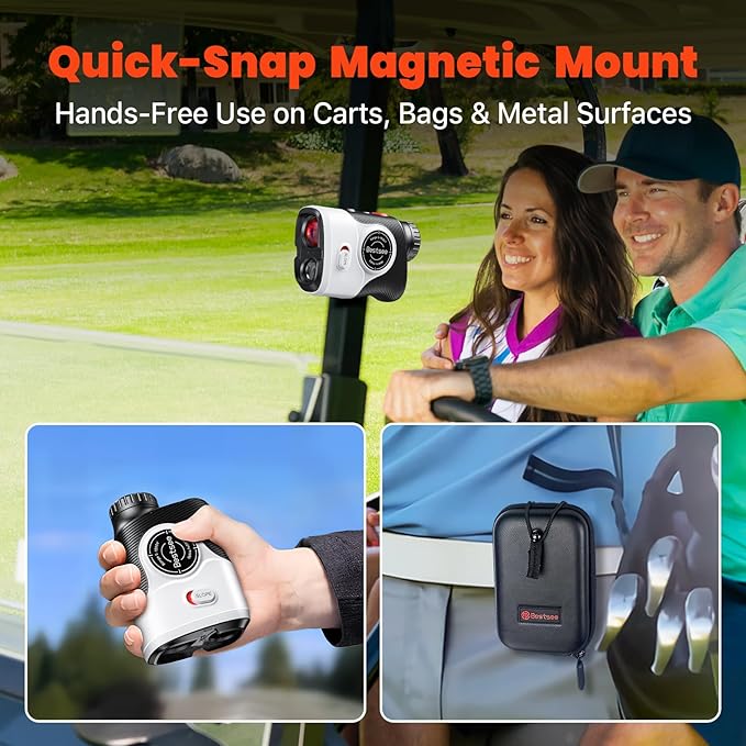 Golf Laser Rangefinder with Slope, 1500Y Range Finder, 0.3s Flagpole Locking Vibration, 7X Magnification, Magnet Stripe, 85% Transmission Lens for Golfing/Hunting, Golf Accessories for Men-StrideForce Fitness