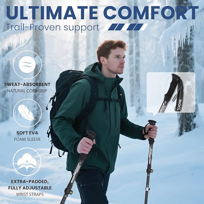 Collapsible Hiking Poles, 7075 Aluminum Trekking Poles, 2pc Lightweight Folding Adjustable for Men & Women, Walking Sticks for Hiking, Camping, Backpacking-StrideForce Fitness