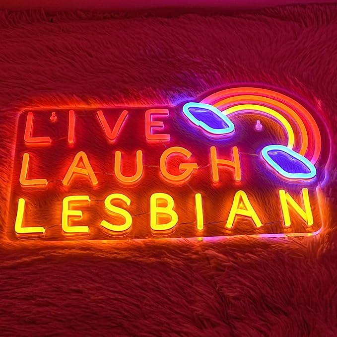 Live Laugh Lesbian Neon Sign Lesbian Neon Light Rainbow LED Neon Lights Gay Pride Day LED Neon Lights for Gay Lesbian Bar Bedroom Store Decoration-StrideForce Fitness