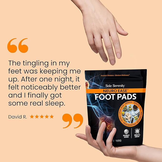 Sole Serenity NeuroEase Foot Pads for Occasional Nerve Discomfort in Hands and Feet - B12, Alpha Lipoic Acid, Magnesium, Frankincense and Zeolite for Relaxation, Back, Hand, Leg and Foot Comfort-StrideForce Fitness