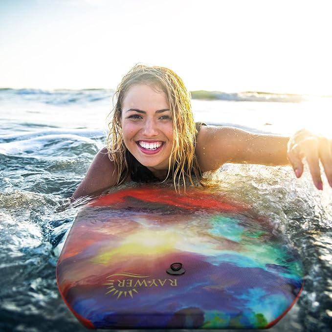 Body Board Lightweight with EPS Core, HDPE Slick Bottom, Leash & Adjustable Wrist Rope, Great Surfing for Kids and Adults-StrideForce Fitness