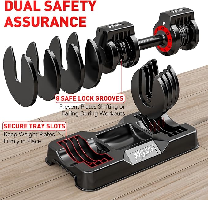 25/55lbs Adjustable Dumbbells Set, Dumbbells with Anti-Slip Metal Handle for Exercise & Fitness Fast Adjust Weight for Full Body Workout Fitness-StrideForce Fitness