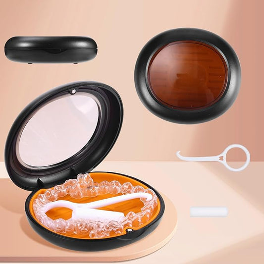 Retainer Case,Slim&Cute Retainer Case,Compatible with Invisalign,Aligner,with Vent Holes,Contain Remover Tool,Chewies