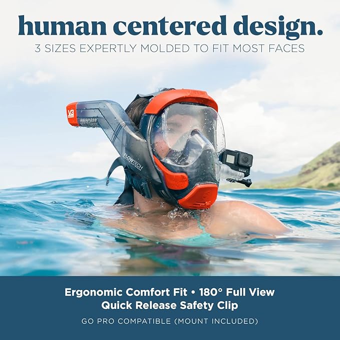 Seaview 180 V3 Full Face Snorkel Mask Adult- The V3 is The Perfect Snorkeling Gear for Adults- Snorkel Mask with 180 Panoramic Viewing and Up to 600% Easier Breathing- Patented Flowtech Air Intake-StrideForce Fitness