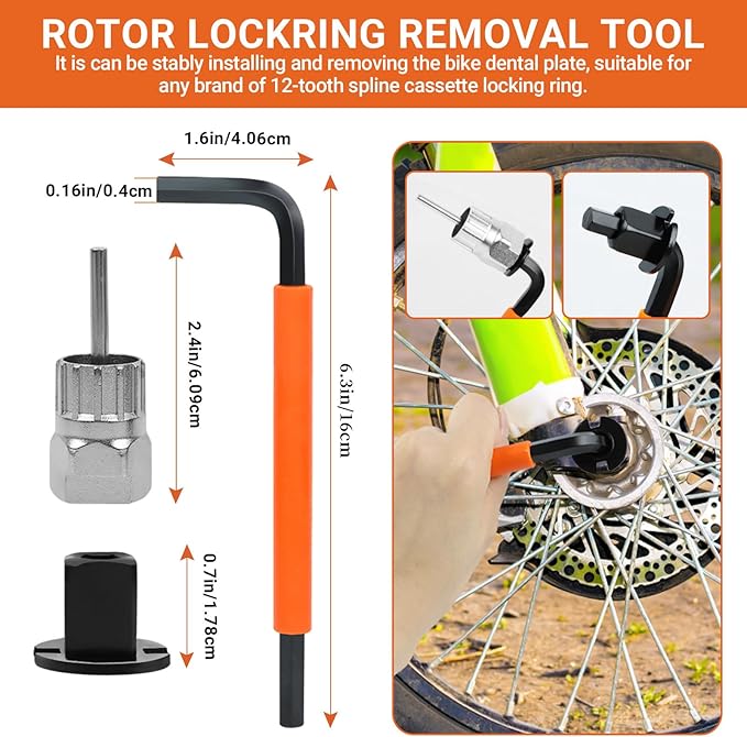 FOUUAAOOU Bike Tools Kit, Has 3 in 1 Bike Cassette Removal Tool, Bike Pedal Wrench, Bicycle Crank Removal Tool, Bottom Bracket Remover and Rotor Lockring Removal Tool, Bike Repair Tool Set-StrideForce Fitness