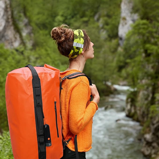 Haimont Large Waterproof Duffel Backpack Roll-Top Heavy Duty Dry Duffle Bag for Boating, Travel, Motorcycle, Kayaking, Camping, 60L-StrideForce Fitness